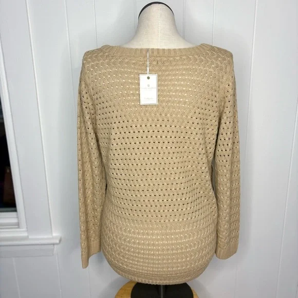 NWT Simply Southern Snap Sweater Beige Fall Spring Knit Women’s Size Large - Picture 2 of 9
